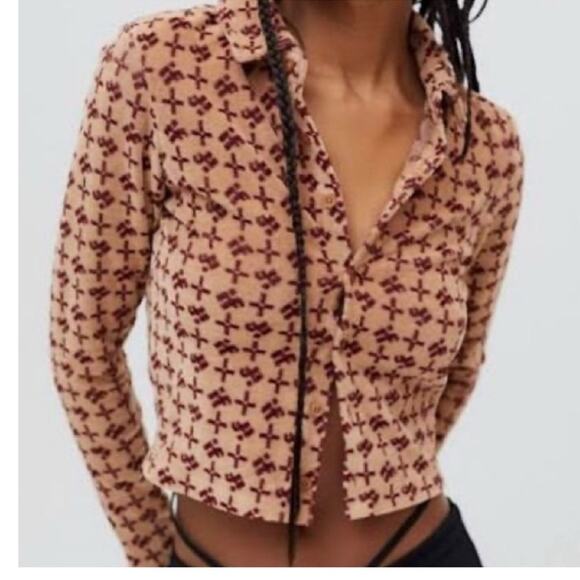 Urban Outfitters iets Fran’s Button Down Terry Top XS - Picture 1 of 6